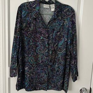Large Napa Valley paisley long sleeve blouse
